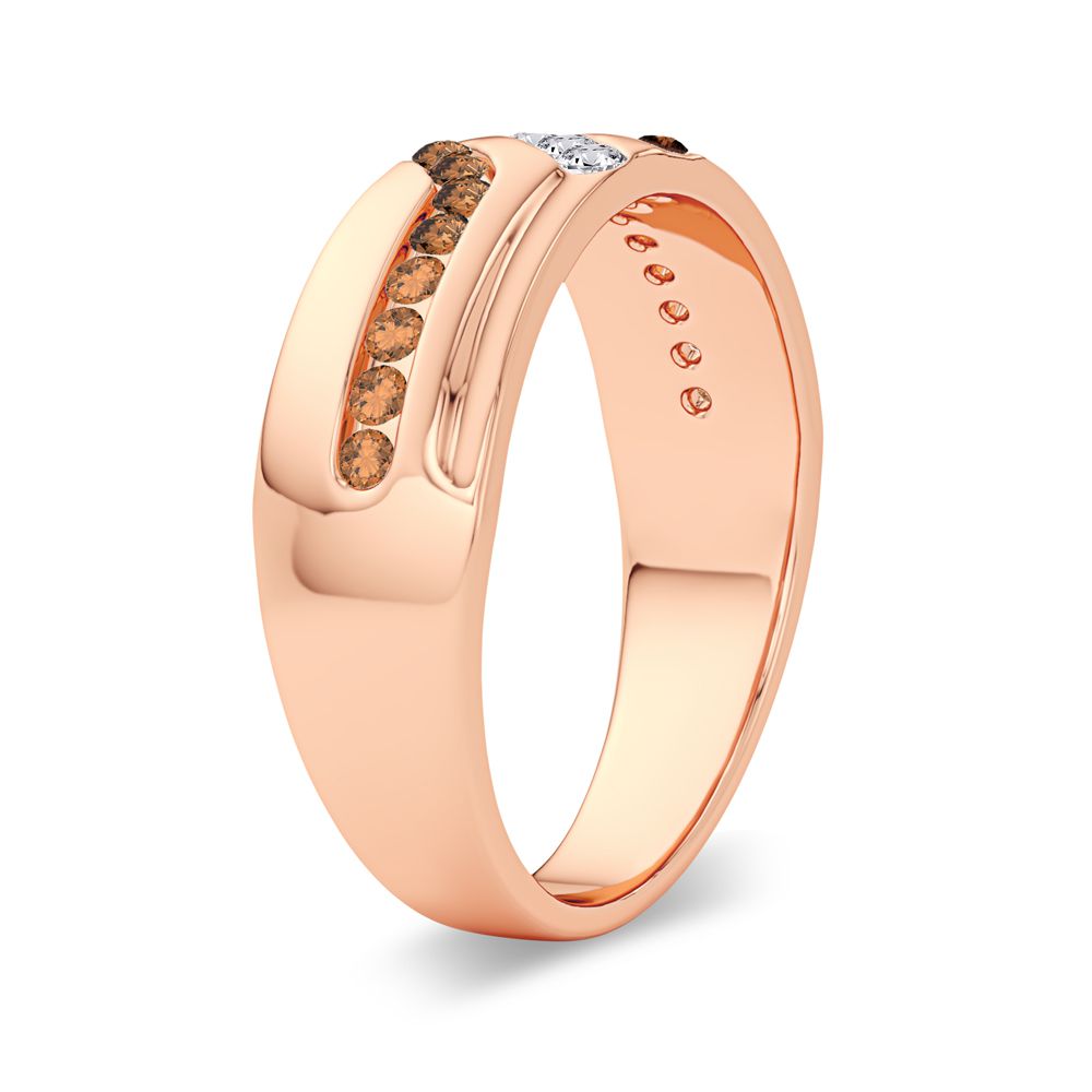 14K Rose Gold Lab Diamond Mens Wedding Band Brilliance