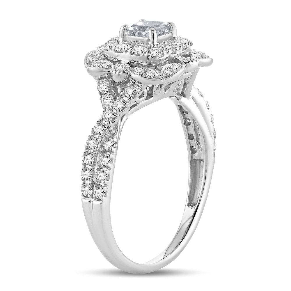 Sparkling 14k White Gold 1CT Lab Diamond Engagement Ring