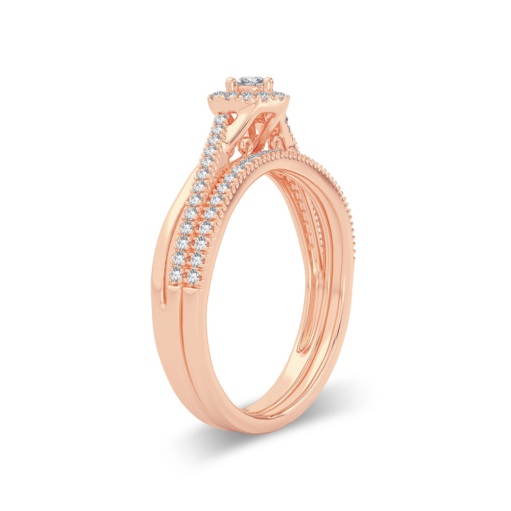 Romantic 14k Rose Gold Lab Diamond Bridal Ring (0.33CT)