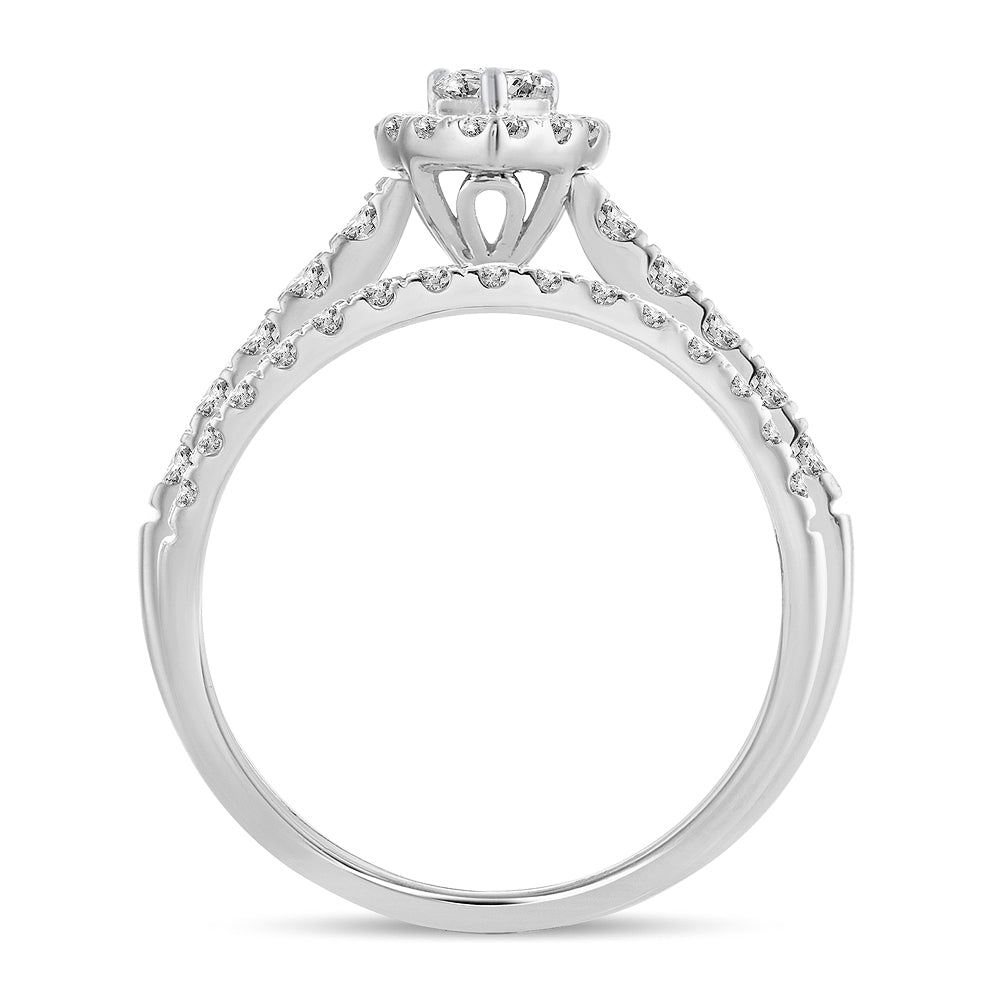 Brilliant 14k White Gold 1CT Lab Diamond Engagement Ring
