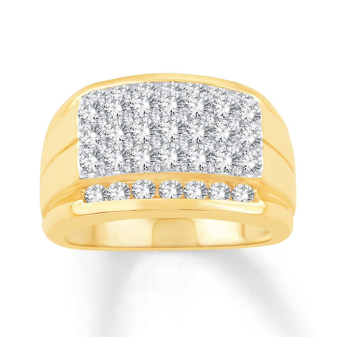 14K Yellow Gold 2CT Lab Diamond Mens Statement Ring