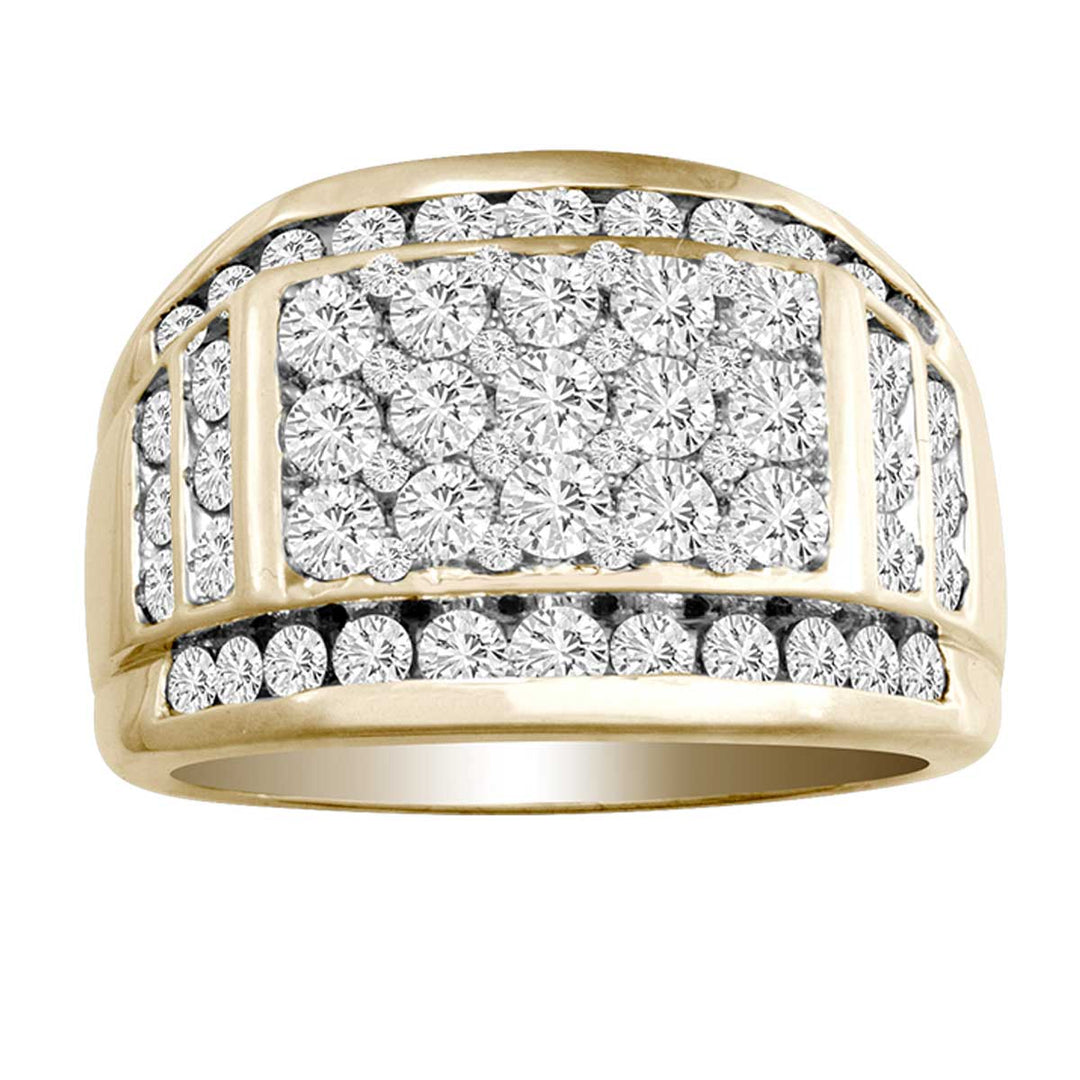 14K Yellow Gold 2CT Lab Diamond Mens Statement Ring