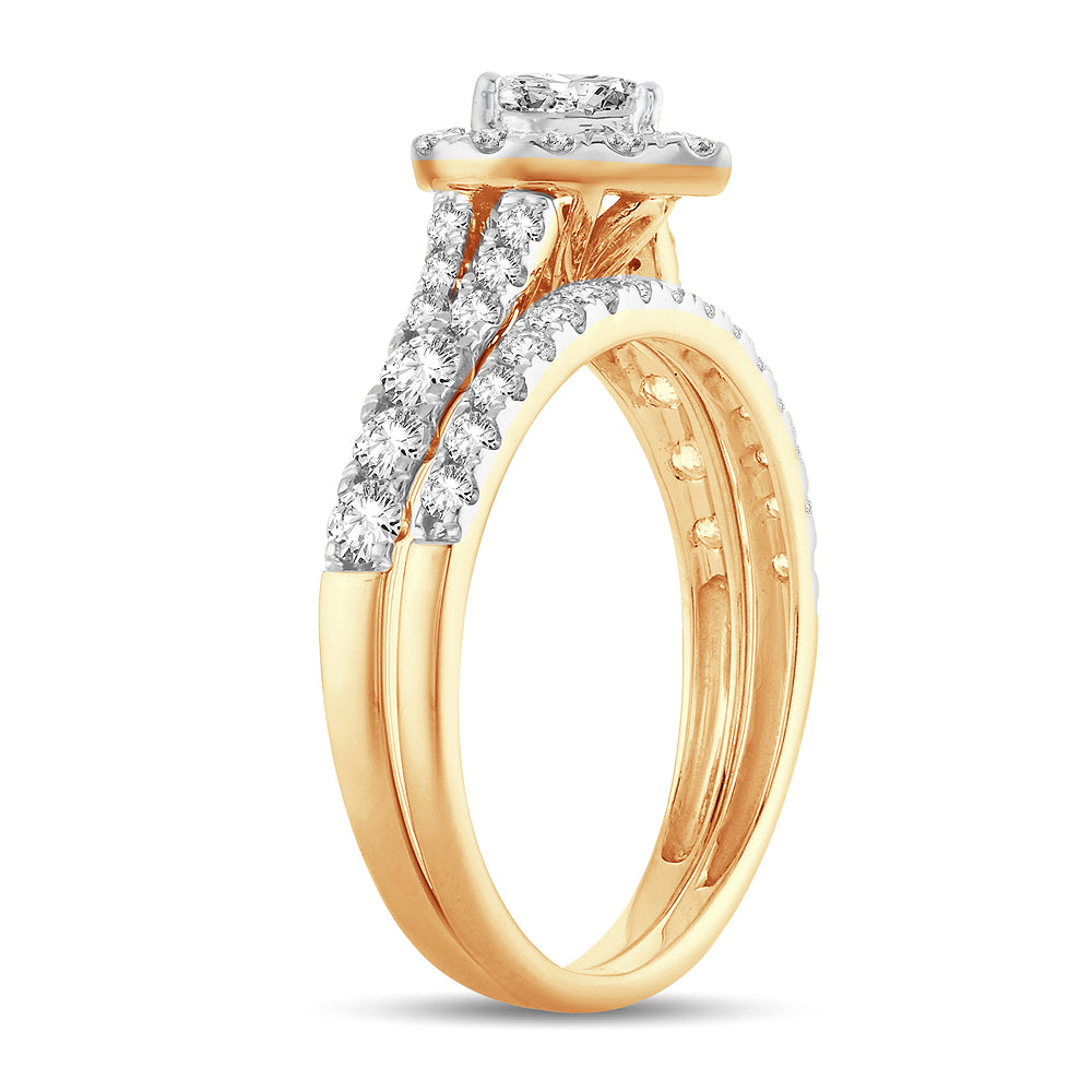 14K Yellow Gold Lab Diamond Bridal Ring - 1CT Elegance