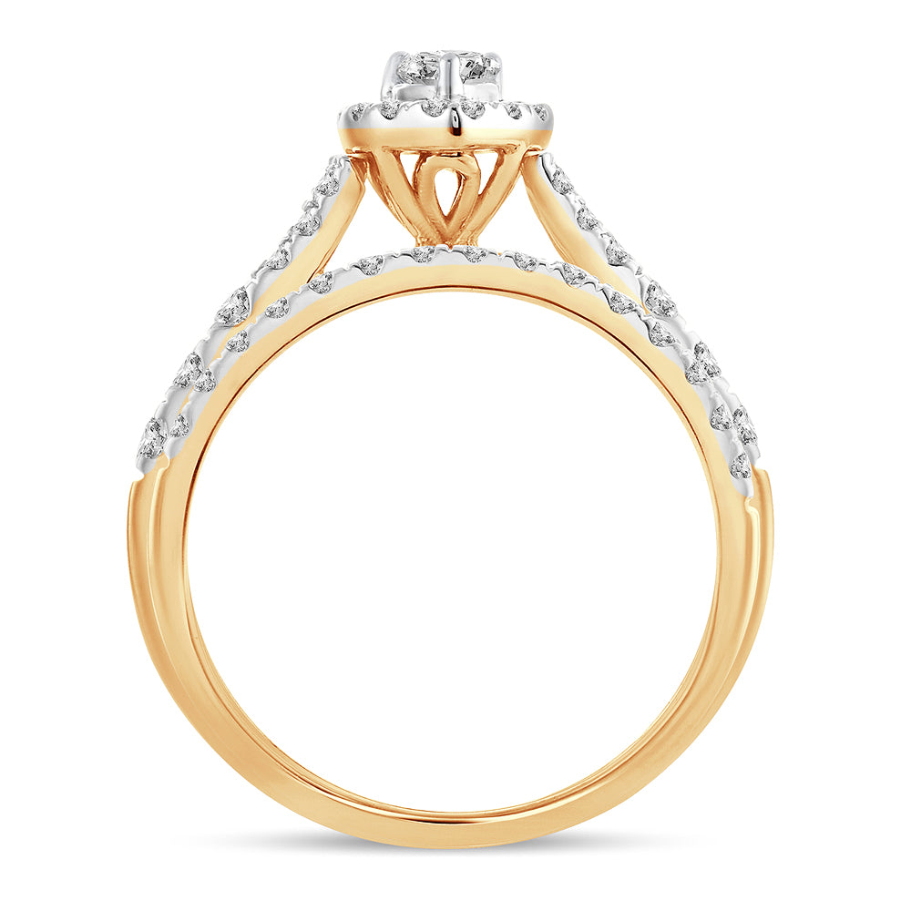 14K Yellow Gold Lab Diamond Bridal Ring - 1CT Elegance