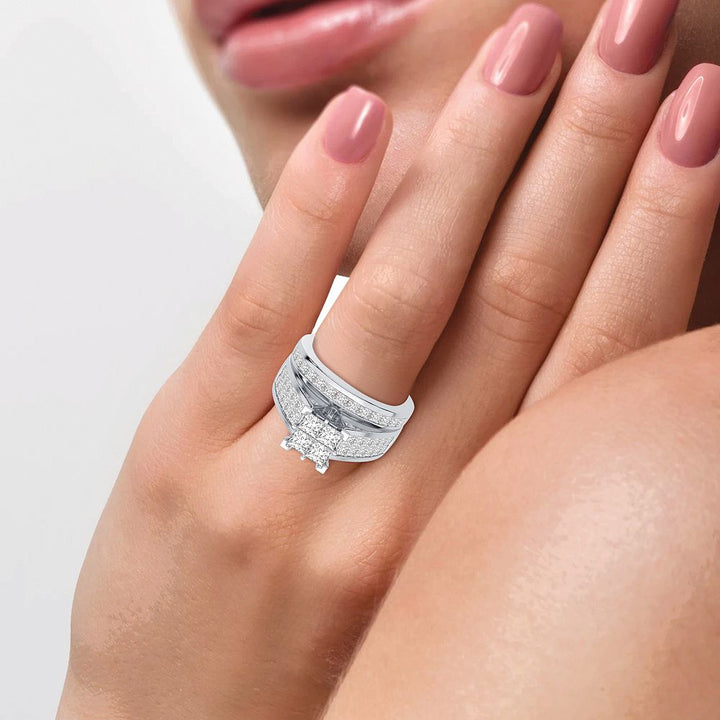 Brilliant 14k White Gold Lab Diamond Bridal Ring