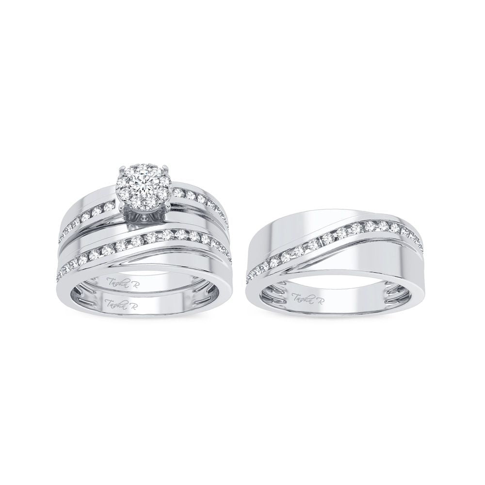 14k White Gold Lab Diamond Trio Set - Timeless Elegance
