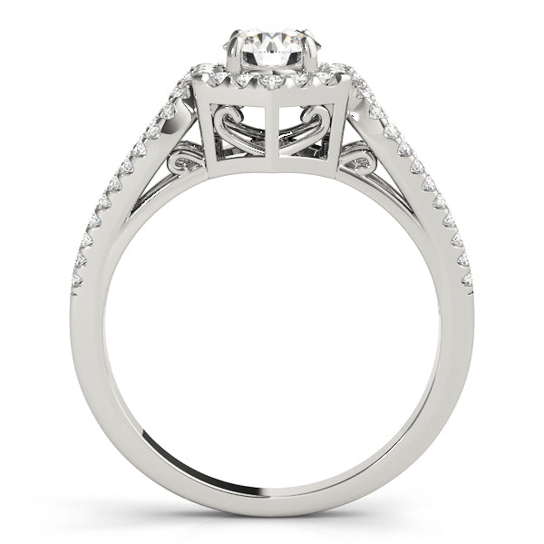 1 CT Round Diamond Halo Engagement Ring