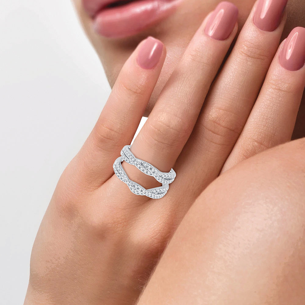 14k White Gold Lab Diamond Ring Guard Enhancer