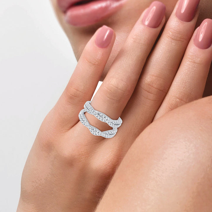 14k White Gold Lab Diamond Ring Guard Enhancer