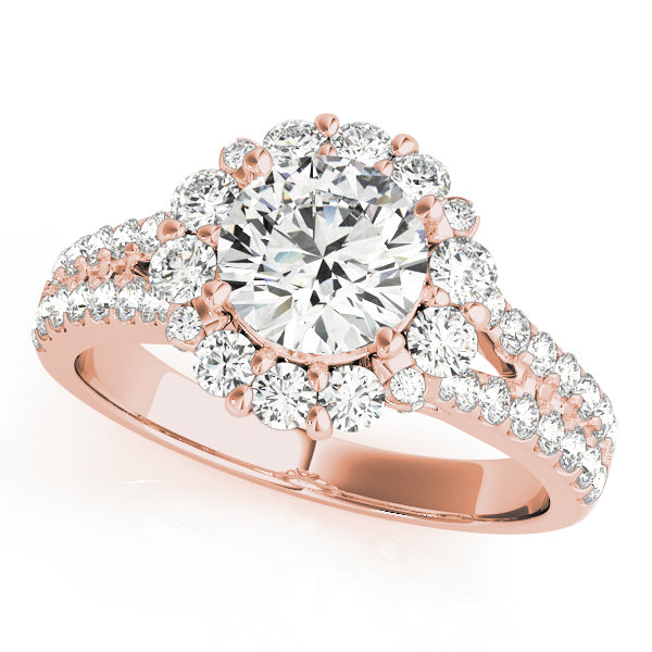 18K Rose Gold 1 CT Diamond Halo Engagement Ring