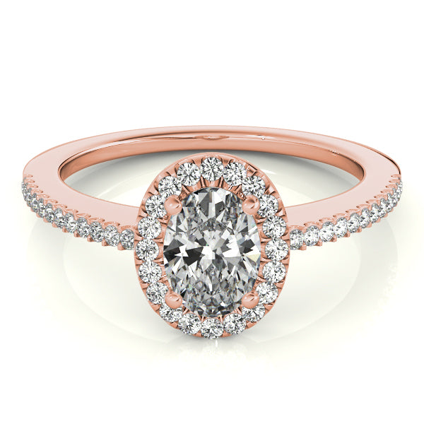 Rose Gold 0.5 ctw Oval Diamond Halo Engagement Ring