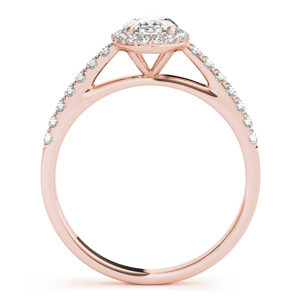 14K Rose Gold Oval Diamond Engagement Ring with Halo