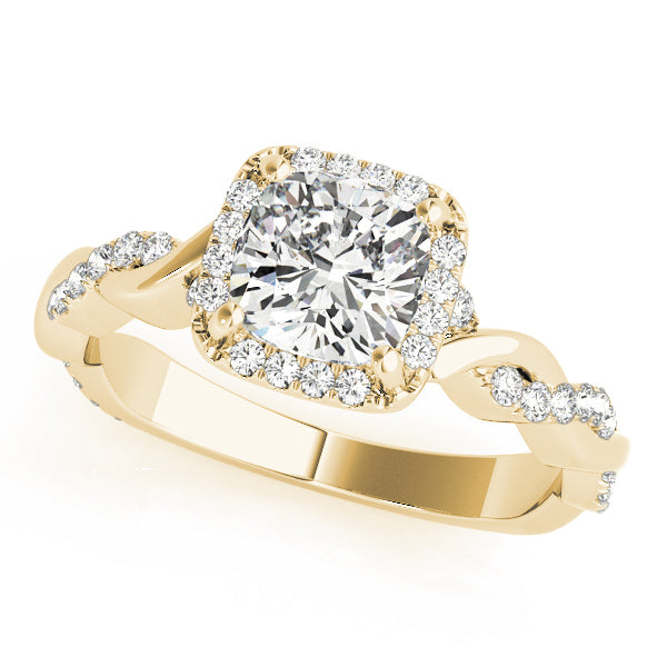 14K Yellow Gold 1.33ctw Cushion Diamond Halo Ring