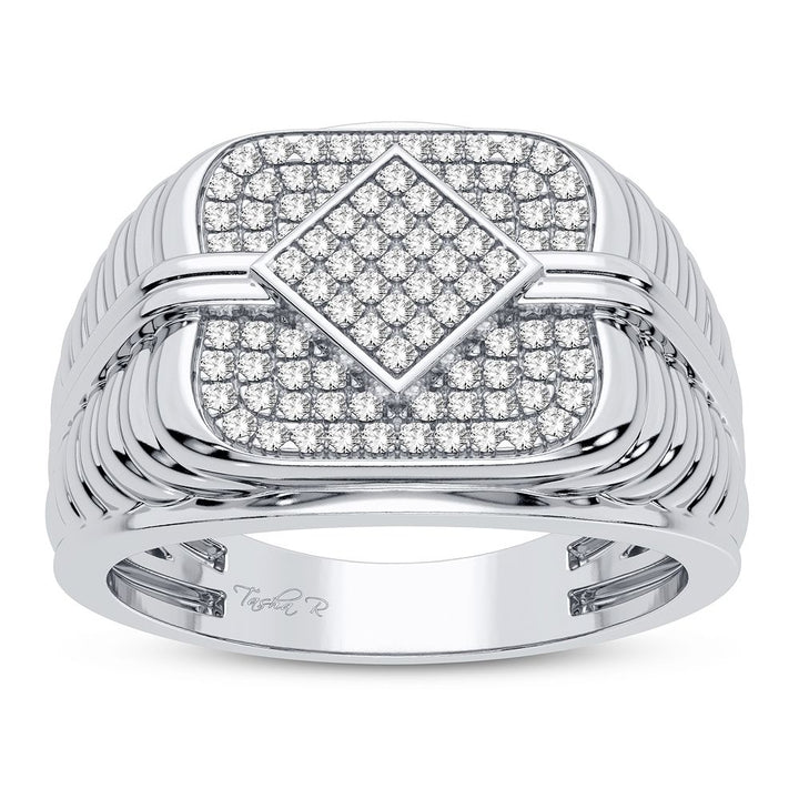 Modern 10K White Gold 0.33CT Lab Diamond Mens Ring