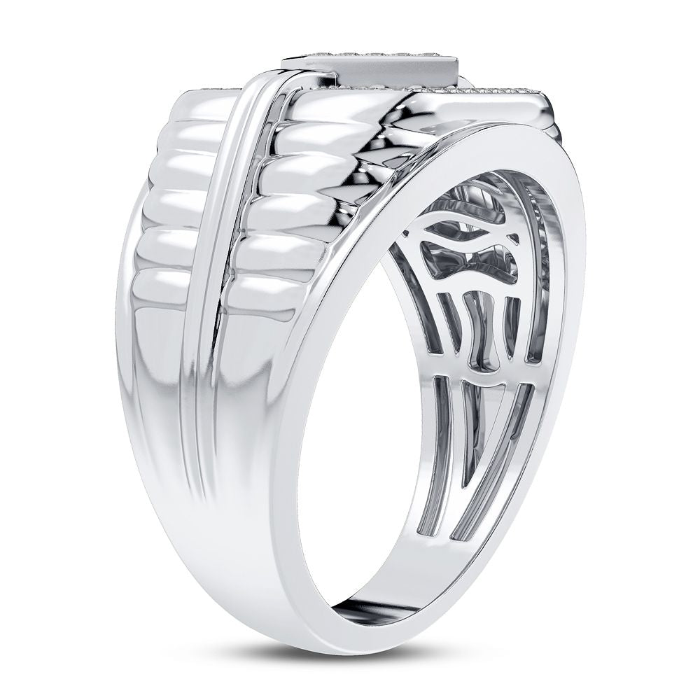Modern 10K White Gold 0.33CT Lab Diamond Mens Ring