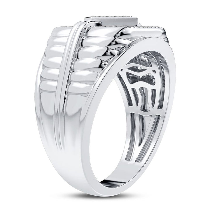 Modern 10K White Gold 0.33CT Lab Diamond Mens Ring