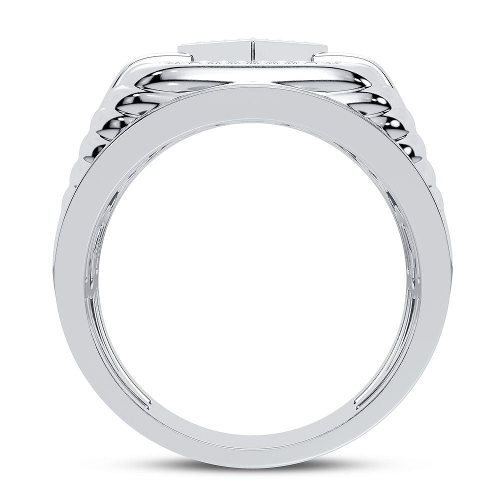 Modern 10K White Gold 0.33CT Lab Diamond Mens Ring