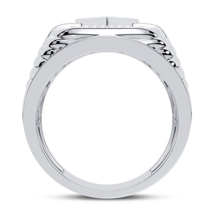 Modern 10K White Gold 0.33CT Lab Diamond Mens Ring