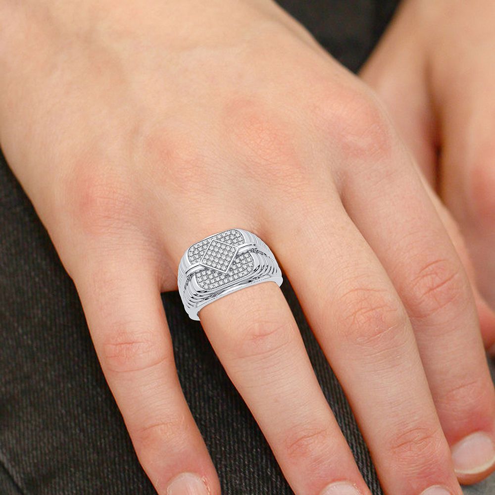 Modern 10K White Gold 0.33CT Lab Diamond Mens Ring