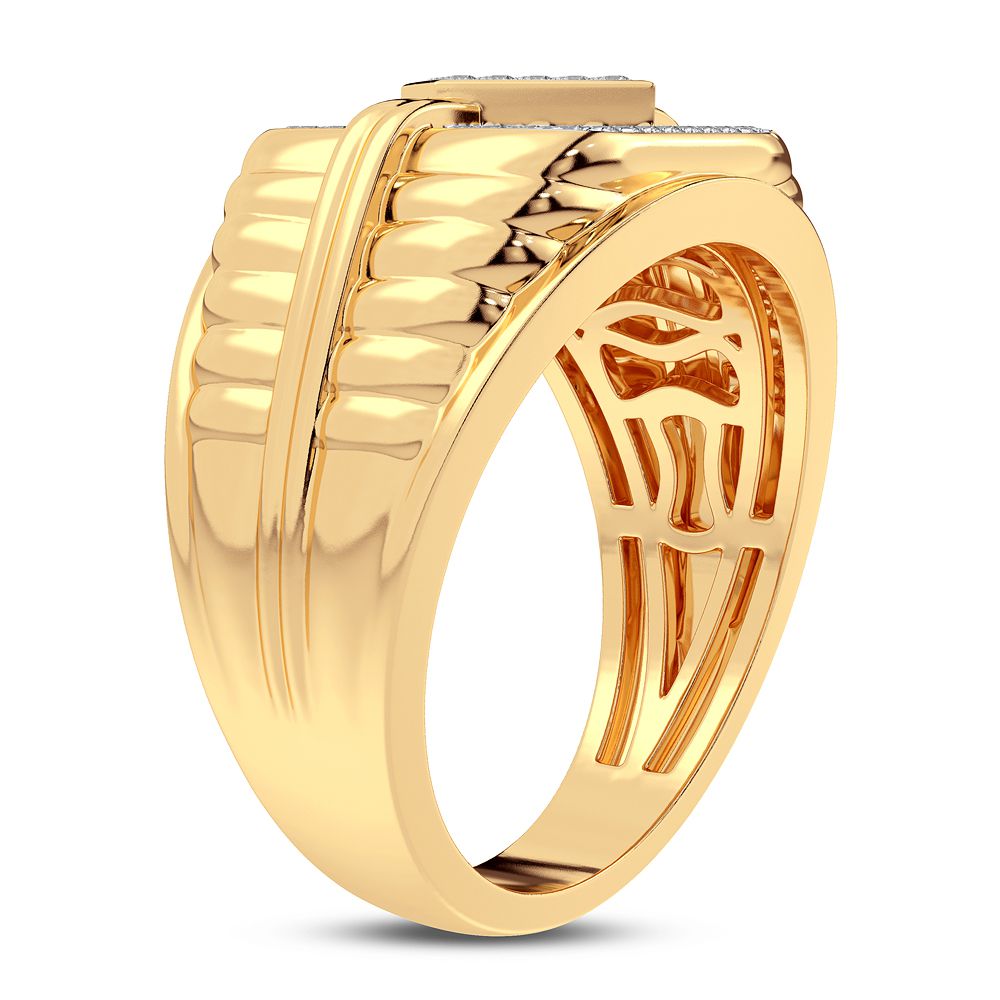 10K Yellow Gold Mens Lab Diamond Statement Ring