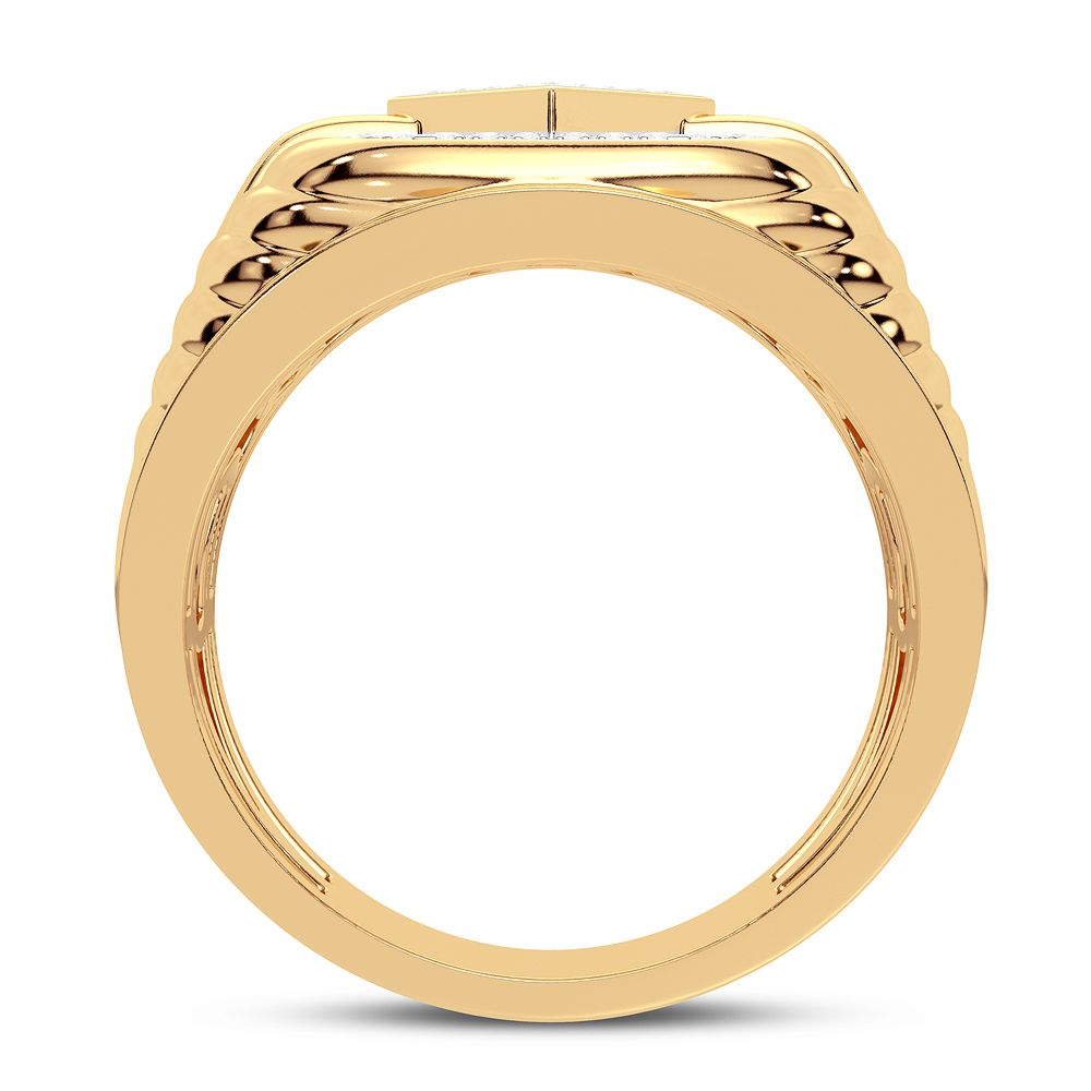 10K Yellow Gold Mens Lab Diamond Statement Ring