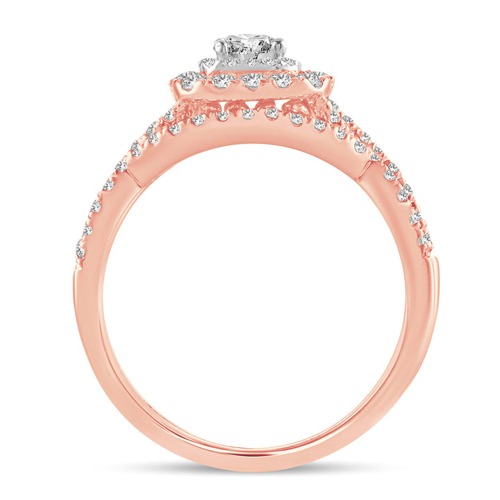Romantic 14k Rose Gold Lab Diamond Bridal Ring (1CT)
