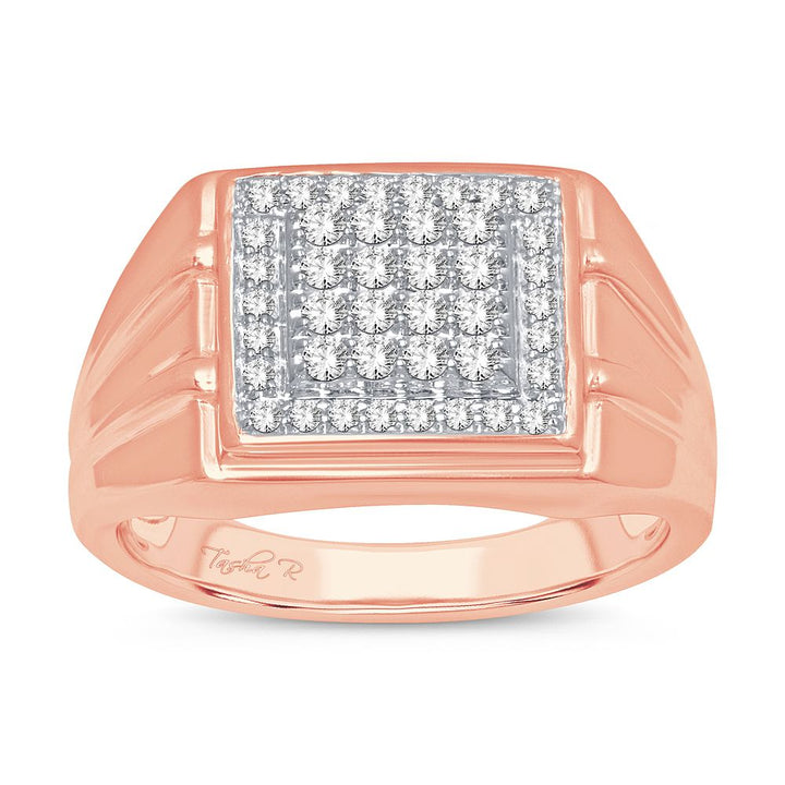Refined 14K Rose Gold Lab Diamond Mens Fashion Ring