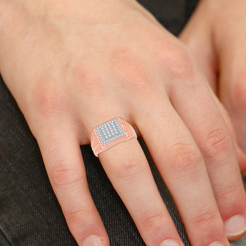 Refined 14K Rose Gold Lab Diamond Mens Fashion Ring