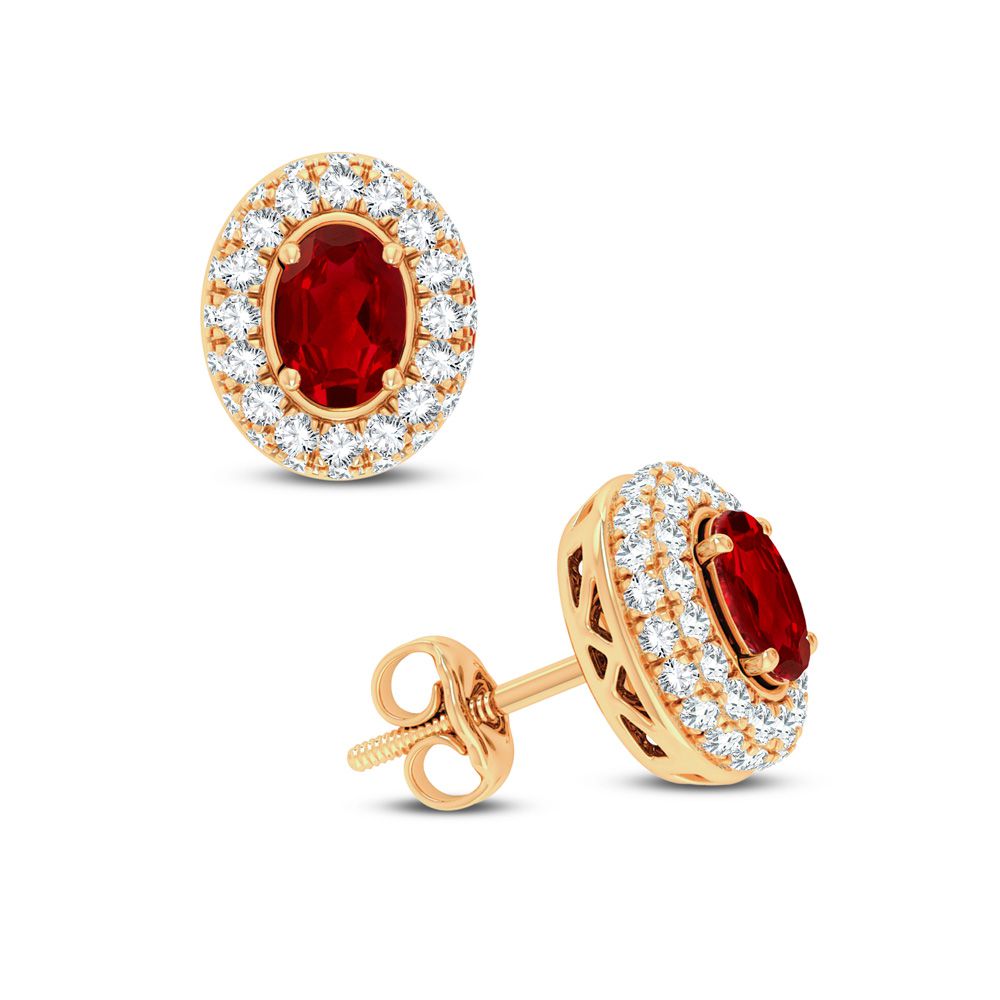 14K 0.56CT DIAMOND RUBY EARRING