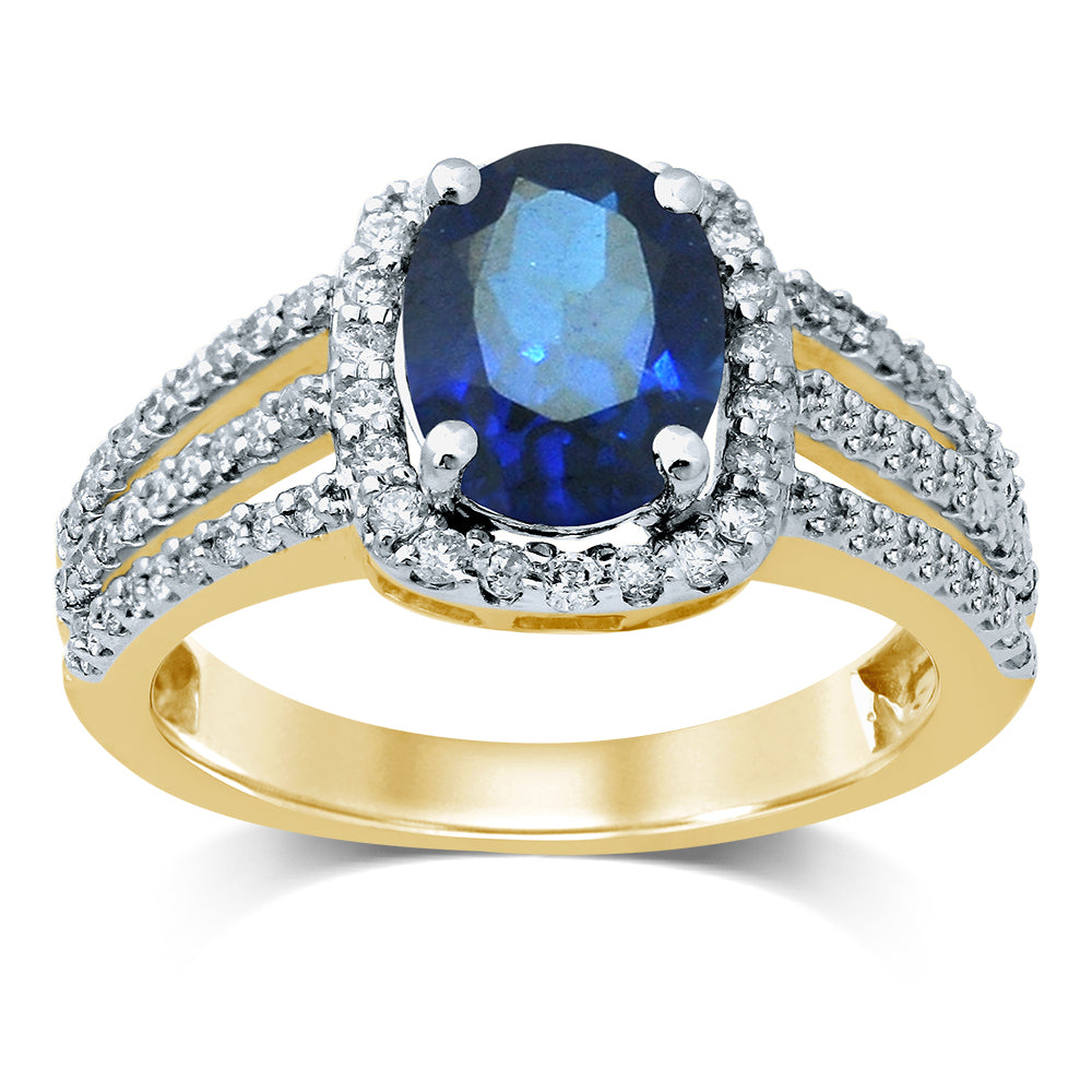 14K 0.50CT Diamond Sapphire Ring