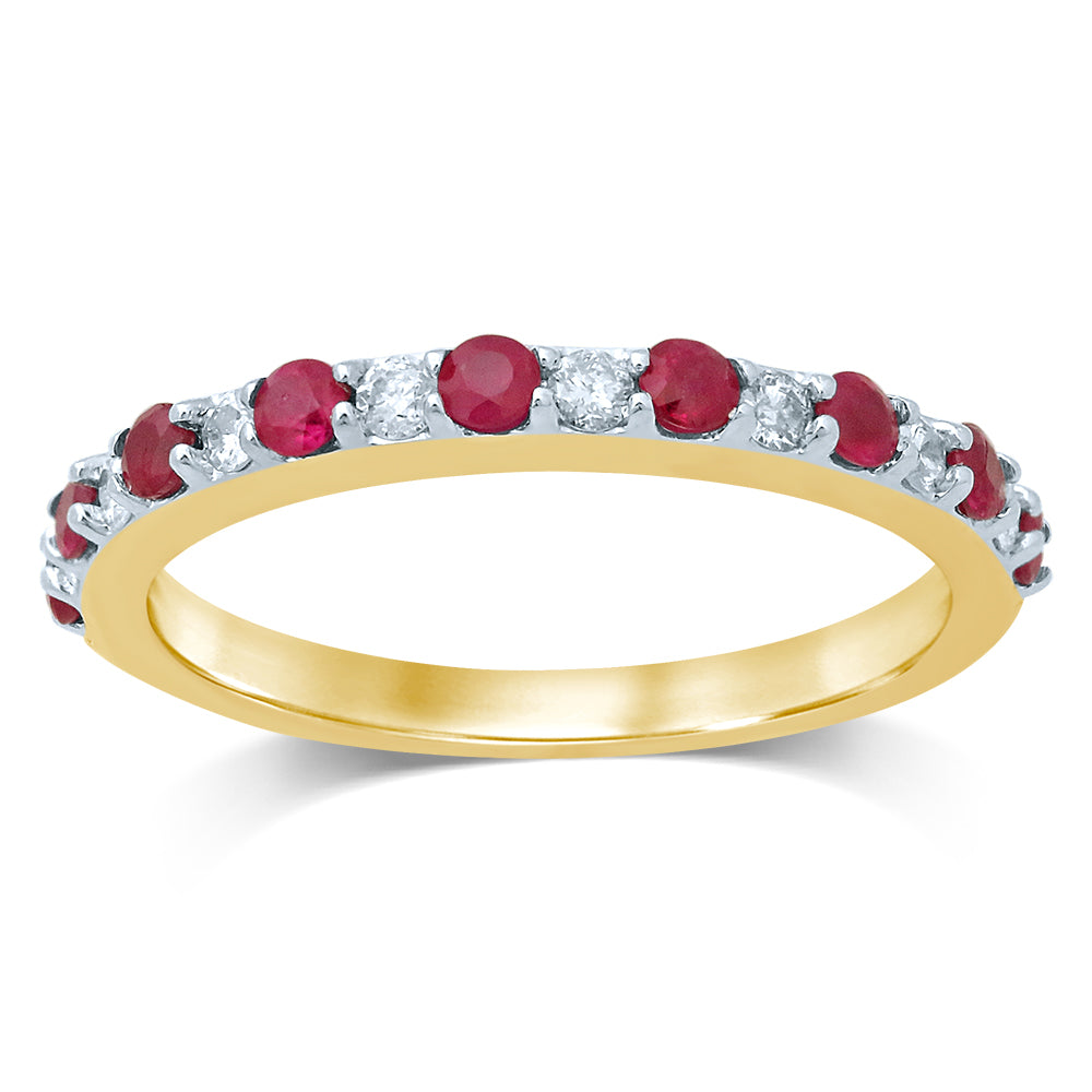 14K Diamond RUBY BAND