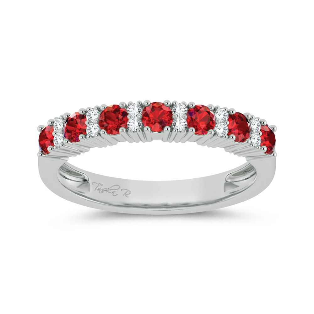 14K 0.10ct Diamond Ruby Band