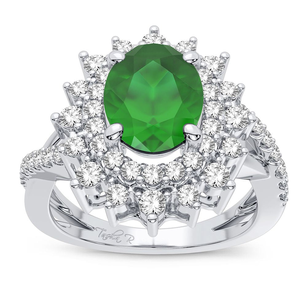 14K 0.70CT Diamond Emerald Ring