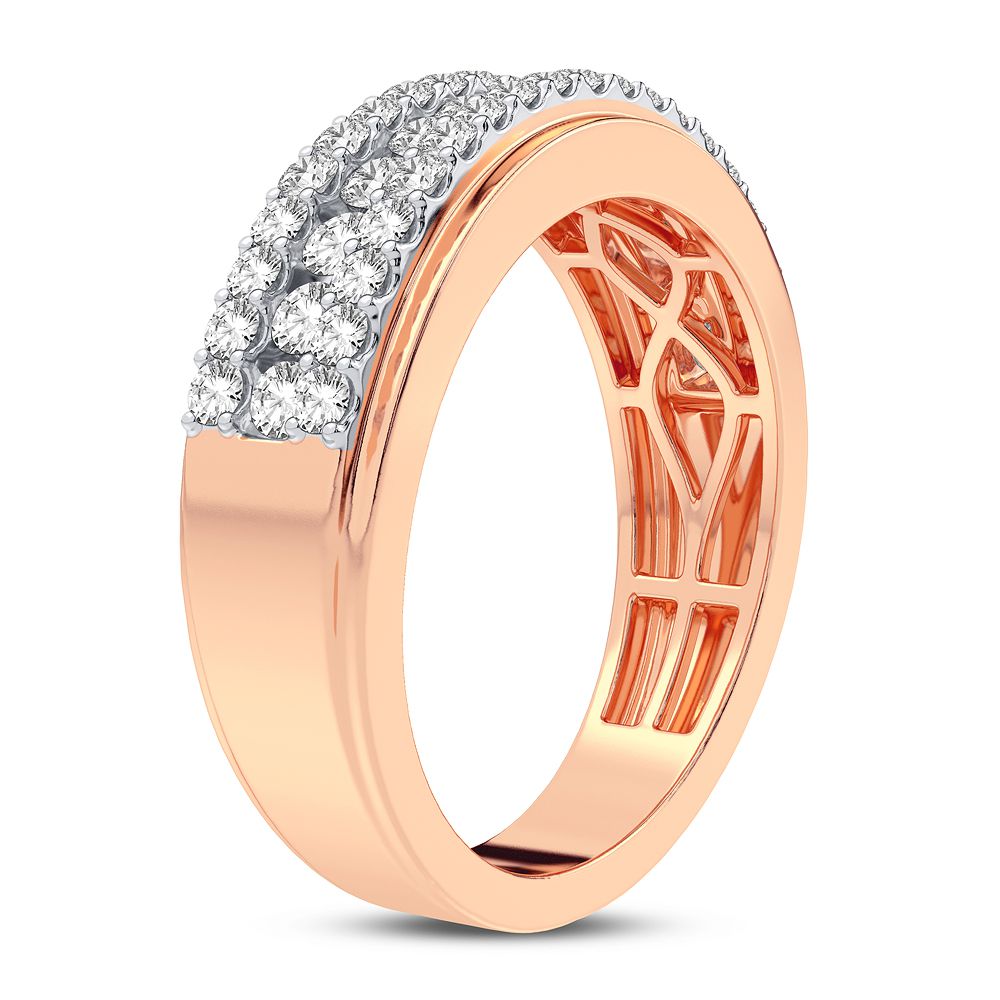 Romantic 14k Rose Gold 1CT Lab Diamond Mens Wedding Band