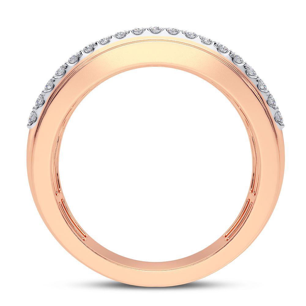 Romantic 14k Rose Gold 1CT Lab Diamond Mens Wedding Band