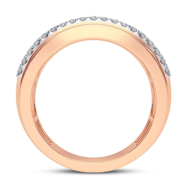 Romantic 14k Rose Gold 1CT Lab Diamond Mens Wedding Band