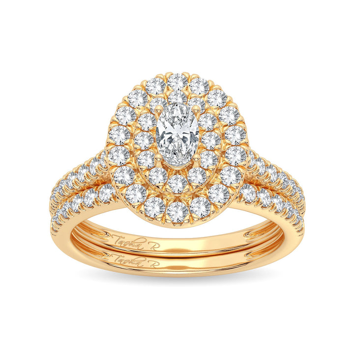 Radiant 14k Yellow Gold 1CT Lab Diamond Bridal Ring