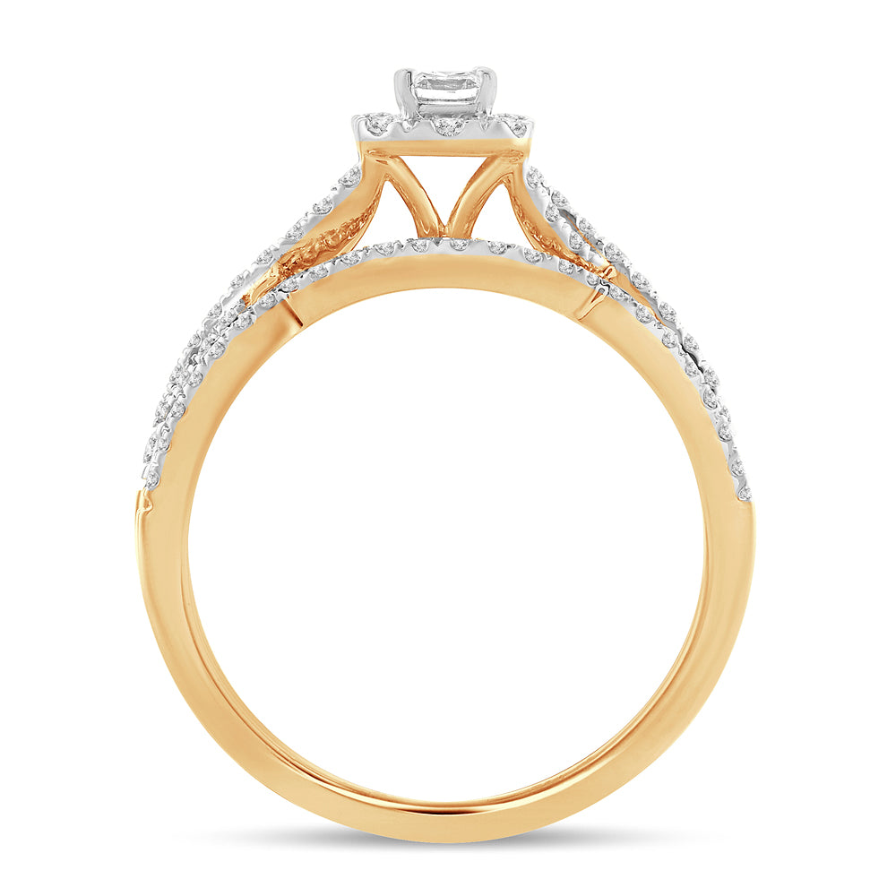 14K Yellow Gold Lab Diamond Bridal Ring (0.75CT Brilliance)