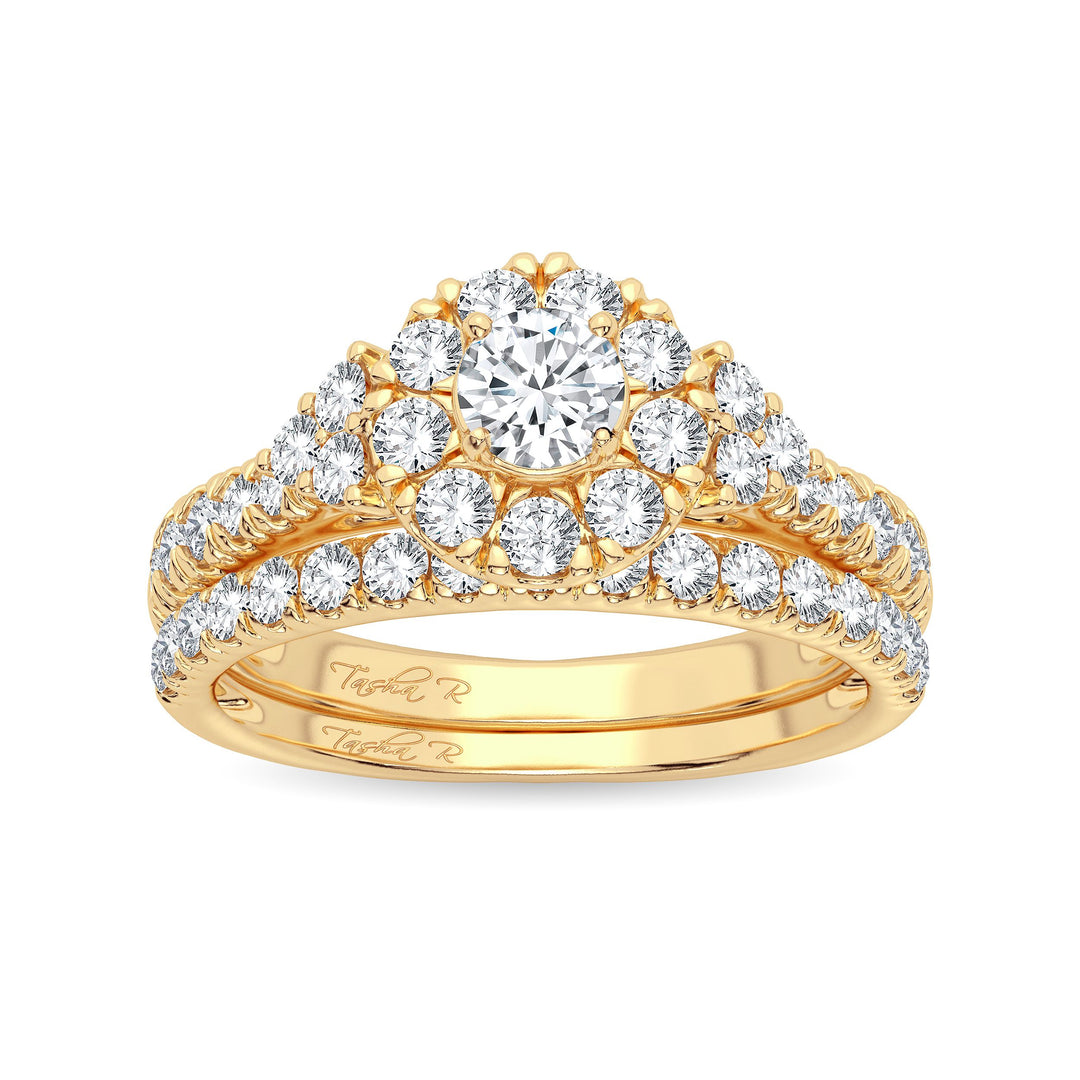 Luminous 14K Yellow Gold 1ct Lab Diamond Bridal Ring