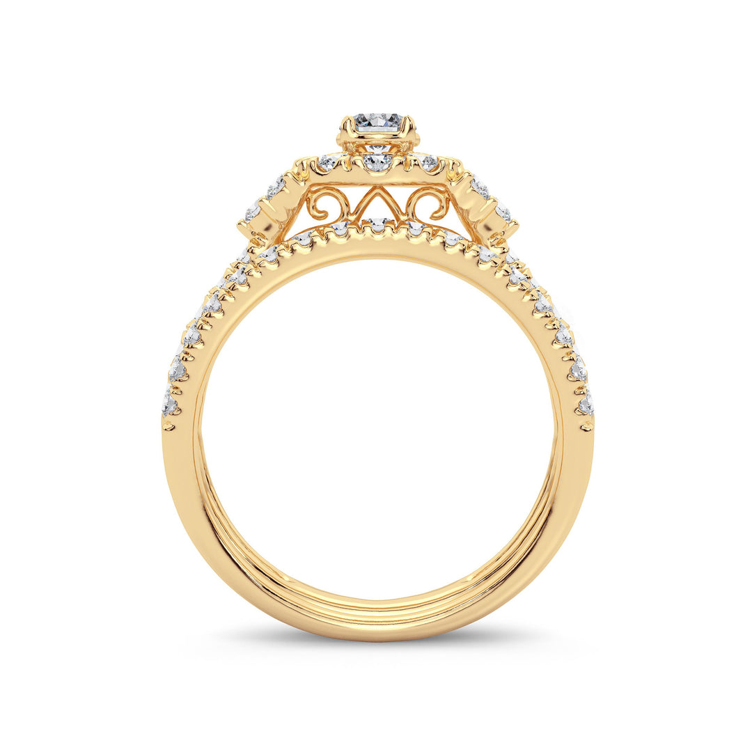 Luminous 14K Yellow Gold 1ct Lab Diamond Bridal Ring