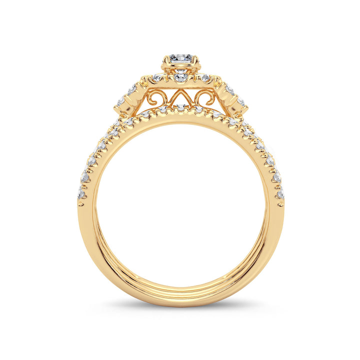 Luminous 14K Yellow Gold 1ct Lab Diamond Bridal Ring