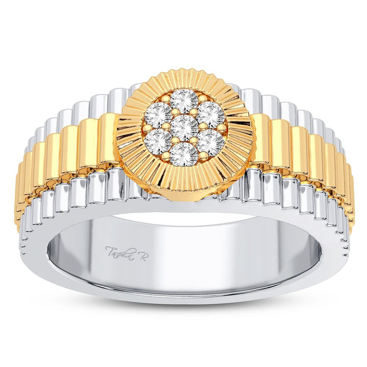14K Yellow Gold Mens Lab Diamond Signature Ring