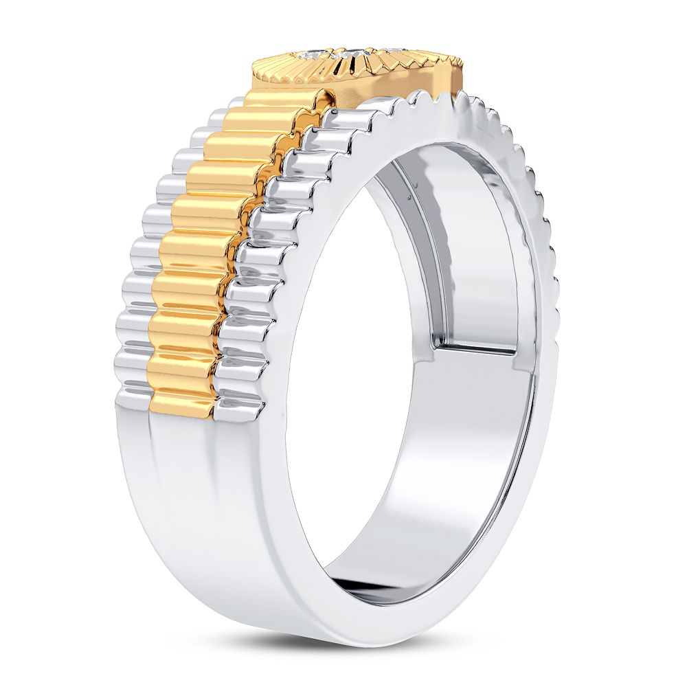 14K Yellow Gold Mens Lab Diamond Signature Ring
