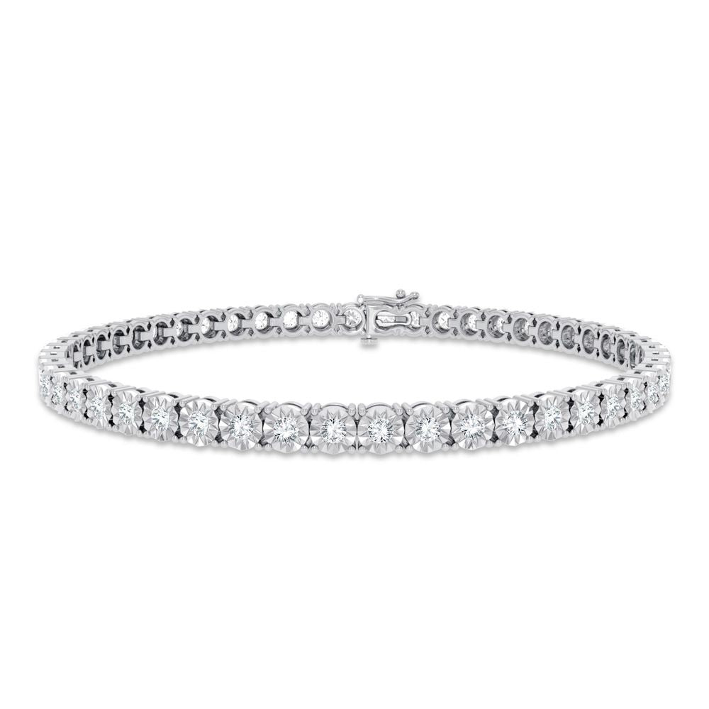 Sparkling 10k White Gold Lab Diamond Tennis Bracelet