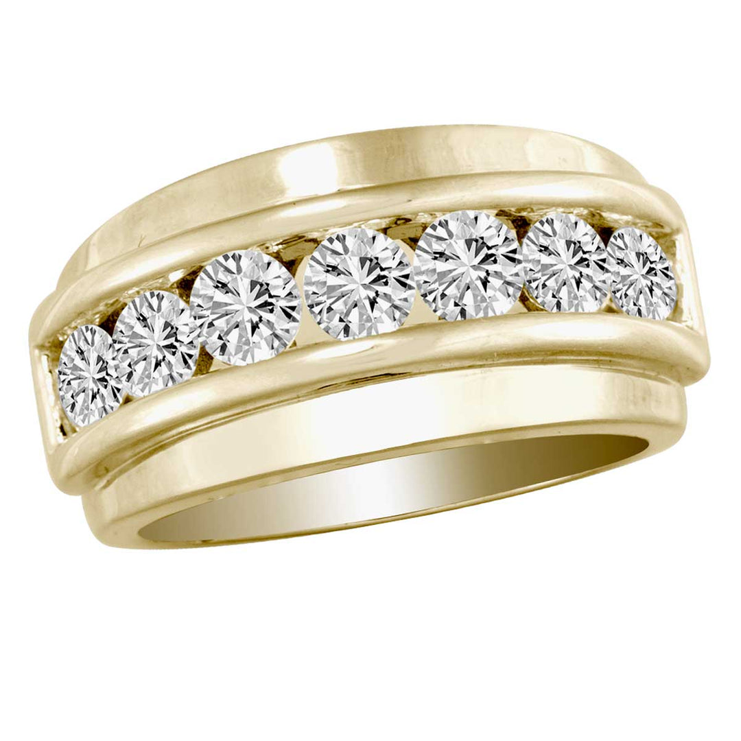 14K Yellow Gold 2.13CT Lab Diamond Mens Statement Ring