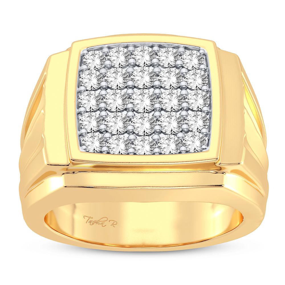 14K Yellow Gold Mens Lab Diamond Statement Ring