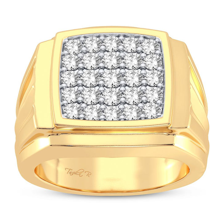 14K Yellow Gold Mens Lab Diamond Statement Ring