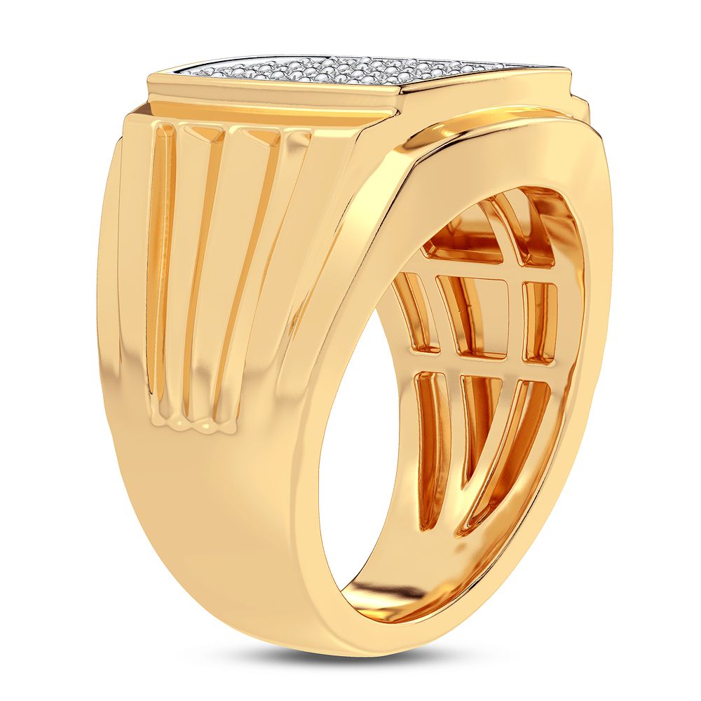 14K Yellow Gold Mens Lab Diamond Statement Ring
