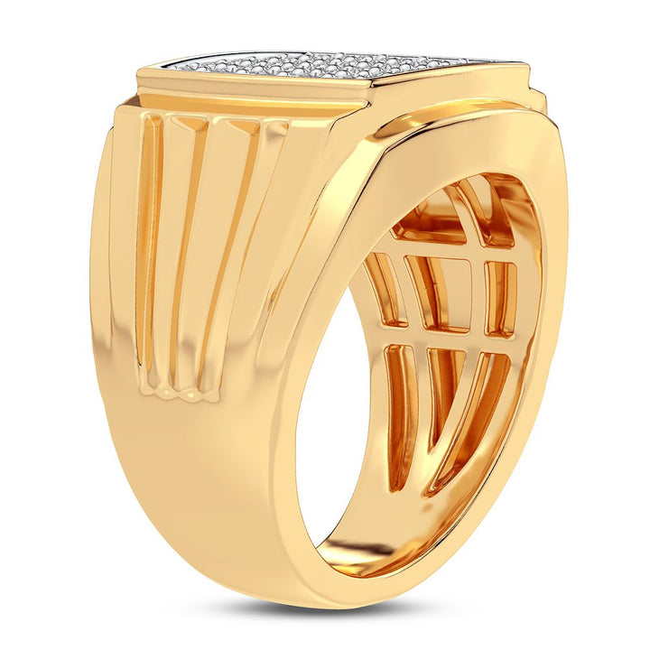 14K Yellow Gold Mens Lab Diamond Statement Ring
