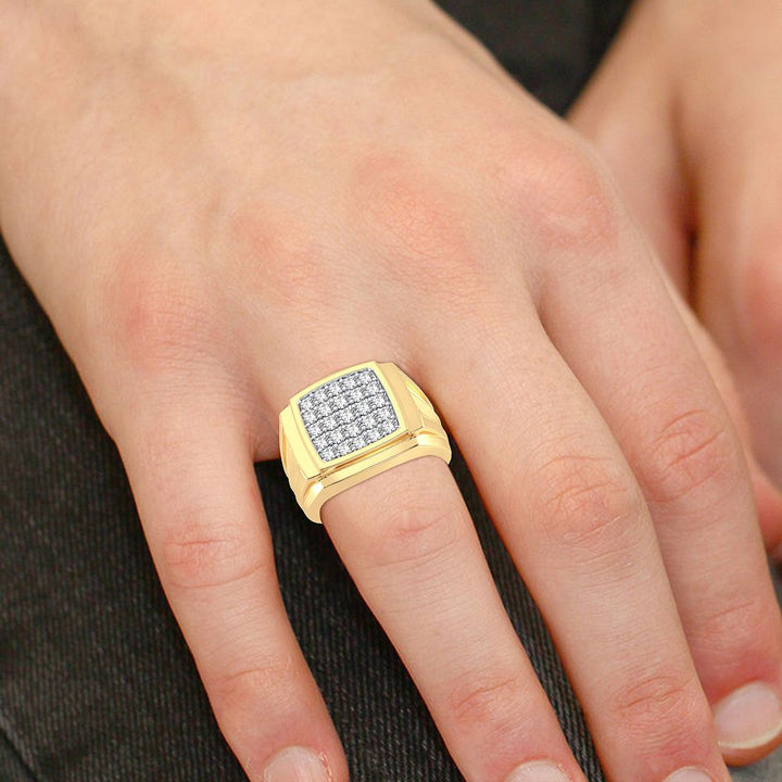 14K Yellow Gold Mens Lab Diamond Statement Ring